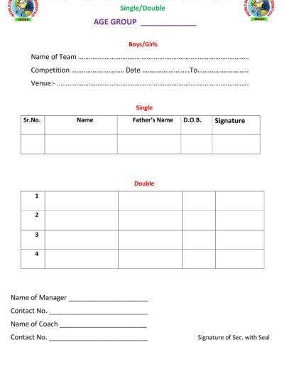 World Drop Roball Federation Player Form 1