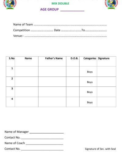 World Drop Roball Federation Player Form 3